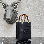 Fendi Mini Sunshine Leather Shopper Bag Black 8BS051 13x18x6.5cm - 4