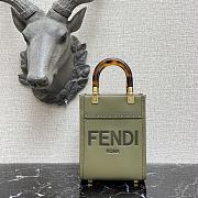Fendi Mini Sunshine Leather Shopper Bag Olive Green 8BS051 13x18x6.5cm - 1