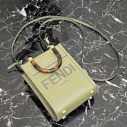 Fendi Mini Sunshine Leather Shopper Bag Olive Green 8BS051 13x18x6.5cm - 6