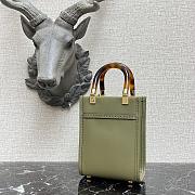 Fendi Mini Sunshine Leather Shopper Bag Olive Green 8BS051 13x18x6.5cm - 5