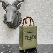 Fendi Mini Sunshine Leather Shopper Bag Olive Green 8BS051 13x18x6.5cm - 3