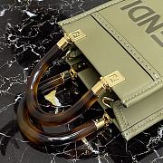 Fendi Mini Sunshine Leather Shopper Bag Olive Green 8BS051 13x18x6.5cm - 2
