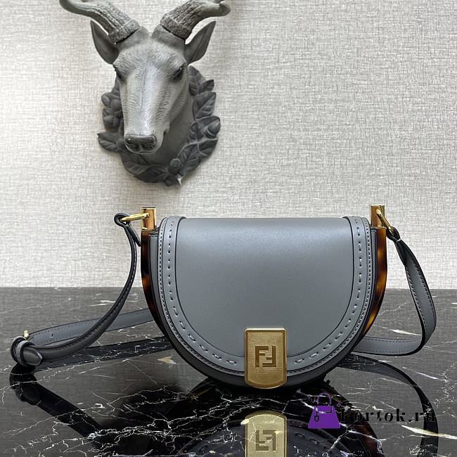 Fendi Moonlight Leather Bag Gray 8BT346 21x9x14cm - 1