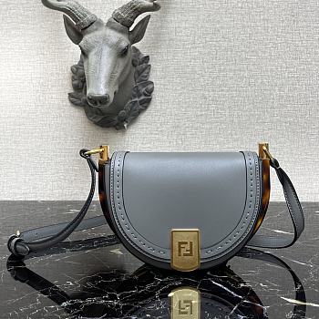 Fendi Moonlight Leather Bag Gray 8BT346 21x9x14cm