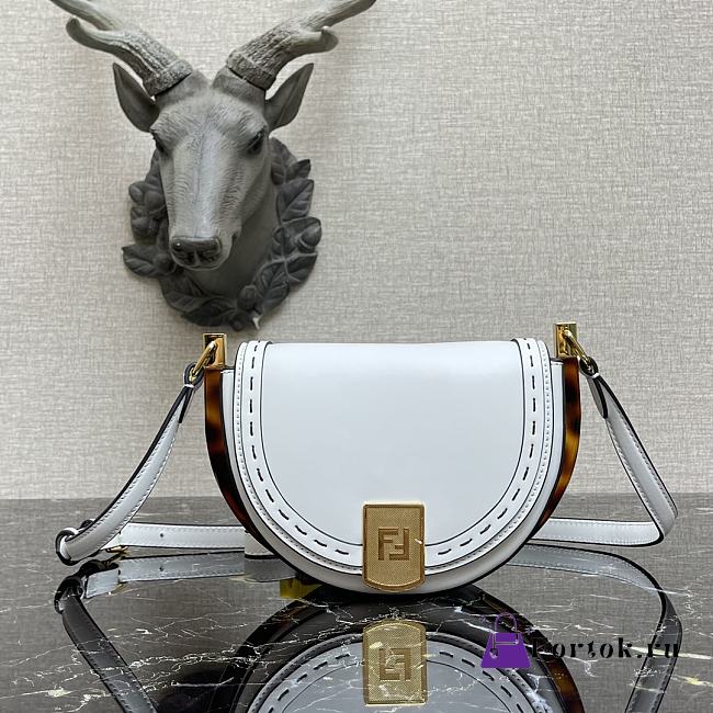 Fendi Moonlight Leather Bag White 8BT346 21x9x14cm - 1