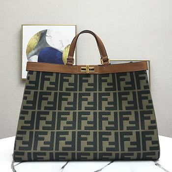 Fendi Peekaboo X-Tote Canvas Bag Green 8BH374 41x16x29.5cm