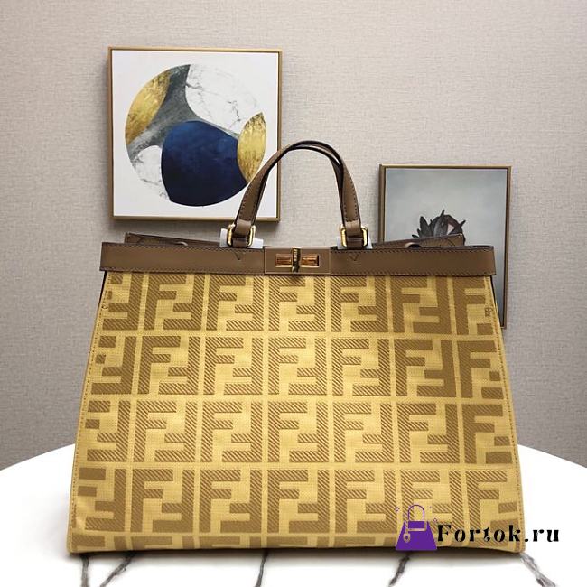 Fendi Peekaboo X-Tote Canvas Bag Yellow 8BH374 41x16x29.5cm - 1
