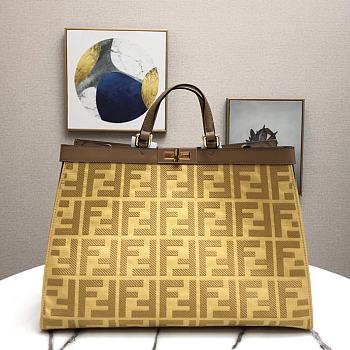 Fendi Peekaboo X-Tote Canvas Bag Yellow 8BH374 41x16x29.5cm