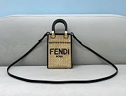 Fendi Mini Sunshine Braided Straw Shopper Bag 8BS051 13x6x18cm - 6