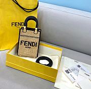 Fendi Mini Sunshine Braided Straw Shopper Bag 8BS051 13x6x18cm - 5