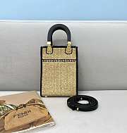 Fendi Mini Sunshine Braided Straw Shopper Bag 8BS051 13x6x18cm - 4