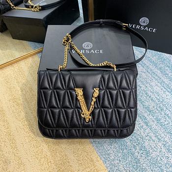 Versace Virtus Quilted Shoulder Bag Black DBFG985 24x9x16.5cm