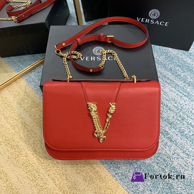 Versace Virtus Shoulder Bag Red DBFG985 24x9x16.5cm - 1