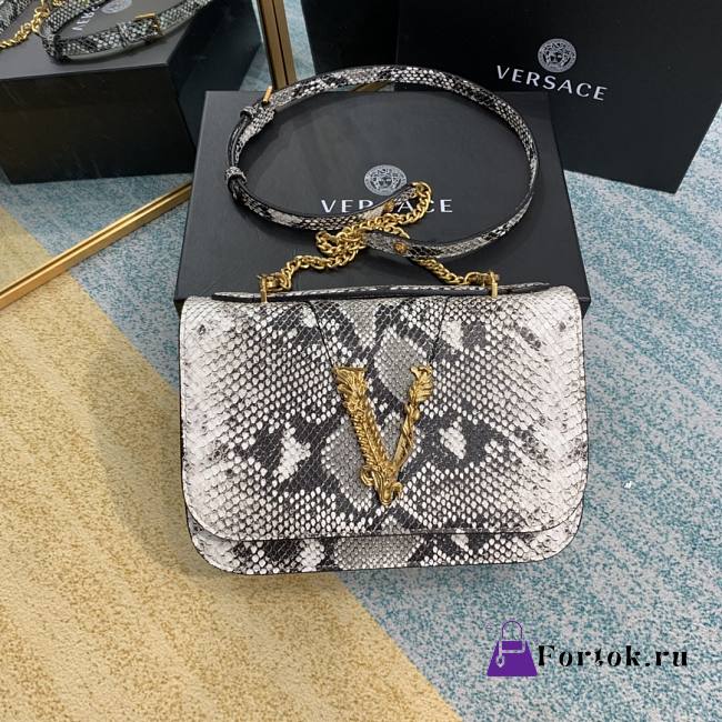 Versace Virtus Python Leather Shoulder Bag DBFG985 24x9x16.5cm - 1