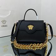 Versace Medium La Medusa Handbag Gold-tone Metal Black DBFI039 25x15x22cm - 1