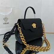 Versace Medium La Medusa Handbag Gold-tone Metal Black DBFI039 25x15x22cm - 6