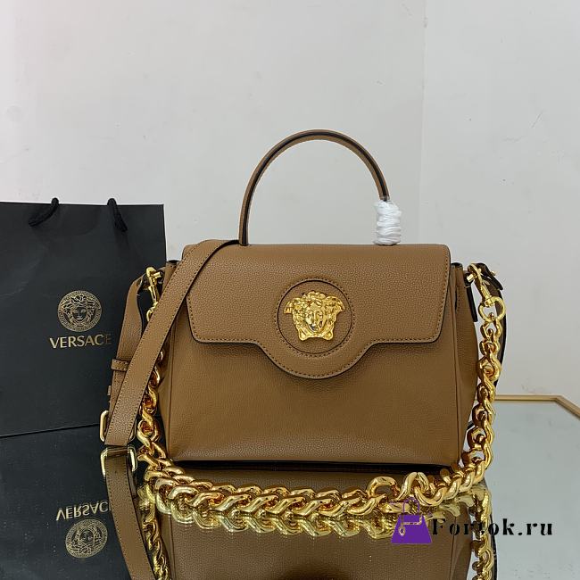 Versace Medium La Medusa Handbag Gold-tone Metal Caramel DBFI039 25x15x22cm - 1