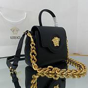 Versace Small La Medusa Handbag Gold-tone Metal Black DBFI040 20x10x17cm - 4