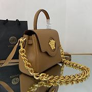 Versace Small La Medusa Handbag Gold-tone Metal Caramel DBFI040 20x10x17cm - 5