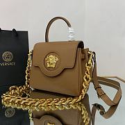 Versace Small La Medusa Handbag Gold-tone Metal Caramel DBFI040 20x10x17cm - 4