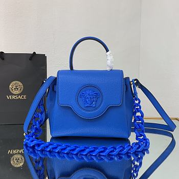 Versace Small La Medusa Handbag Blue DBFI040 20x10x17cm