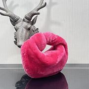 Bottega Veneta Velvet Shearling Bag Neon Pink 680697 27x23x8cm - 5