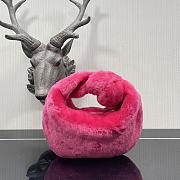 Bottega Veneta Velvet Shearling Bag Neon Pink 680697 27x23x8cm - 4