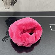 Bottega Veneta Velvet Shearling Bag Neon Pink 680697 27x23x8cm - 2