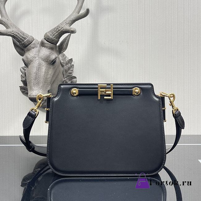 Fendi Touch Leather Bag Black 8BT349 26.5x10x19cm - 1