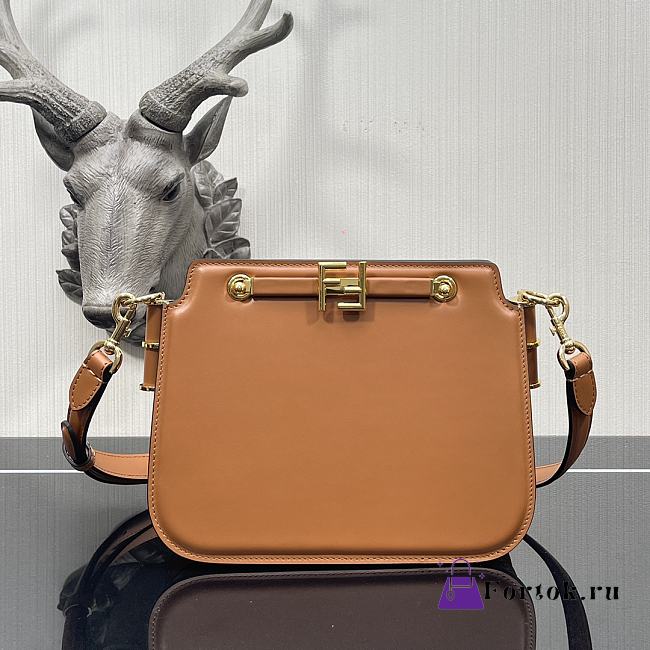 Fendi Touch Leather Bag Brown 8BT349 26.5x10x19cm - 1