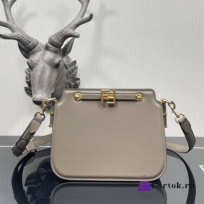 Fendi Touch Leather Bag Gray 8BT349 26.5x10x19cm - 1