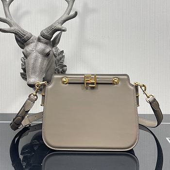 Fendi Touch Leather Bag Gray 8BT349 26.5x10x19cm