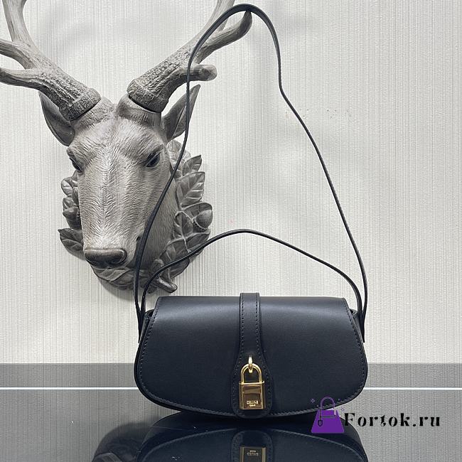 Celine Clutch On Strap Smooth Leather Black 10I593DQ1 18×8×5cm  - 1