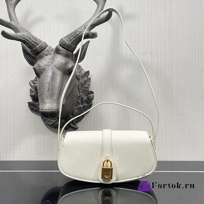 Celine Clutch On Strap Smooth Leather White 10I593DQ1 18×8×5cm - 1