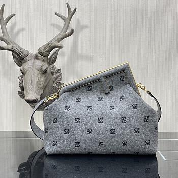 Fendi Medium First Flannel Gray 8BP127 32.5x15x23.5cm