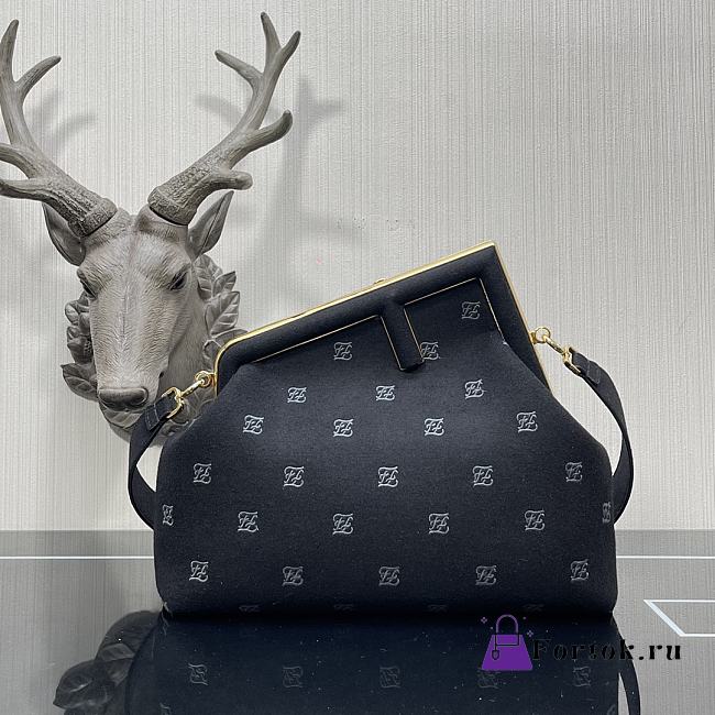 Fendi Medium First Flannel Black 8BP127 32.5x15x23.5cm - 1