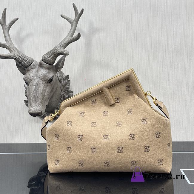 Fendi Medium First Flannel Beige 8BP127 32.5x15x23.5cm - 1