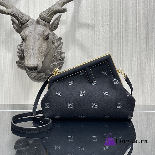 Fendi Small First Flannel Black 8BP129ABVE 26x9.5x18cm - 1