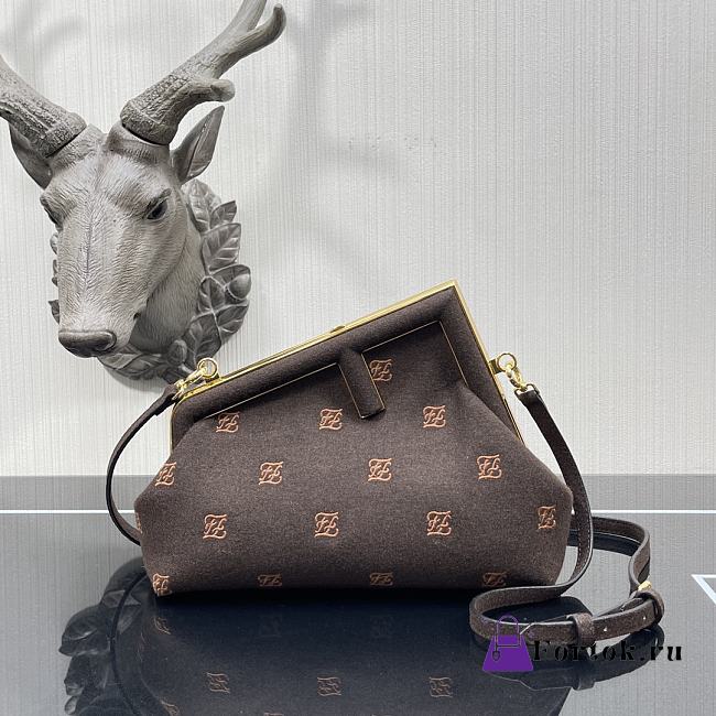 Fendi Small First Flannel Dark Brown 8BP129ABVE 26x9.5x18cm - 1