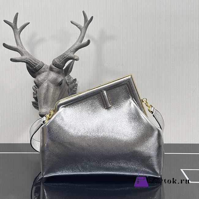 Fendi Medium First Silver Leather 8BP127 32.5x15x23.5cm - 1