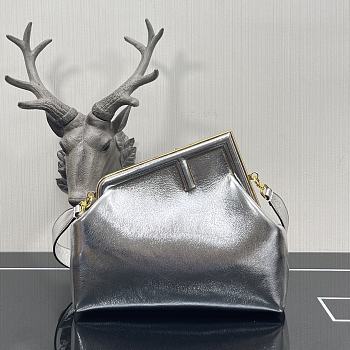 Fendi Medium First Silver Leather 8BP127 32.5x15x23.5cm