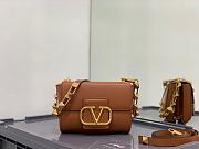 Valentino Stud Sign Grainy Leather Shoulder Bag Brown XW2B0J96CPD0NO 20x15x7cm - 1