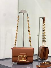 Valentino Stud Sign Grainy Leather Shoulder Bag Brown XW2B0J96CPD0NO 20x15x7cm - 2