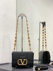 Valentino Stud Sign Grainy Leather Shoulder Bag Black XW2B0J96CPD0NO 20x15x7cm - 2