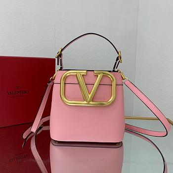 Valentino Supervee Leather Handbag Pink WW2B0J74ZXL 20x19x12cm