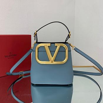 Valentino Supervee Leather Handbag Blue WW2B0J74ZXL 20x19x12cm