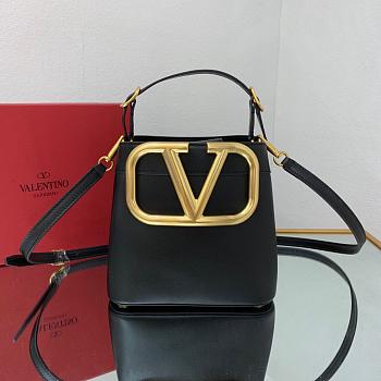 Valentino Supervee Leather Handbag Black WW2B0J74ZXL 20x19x12cm