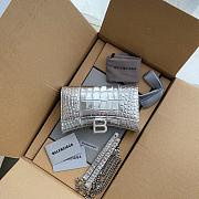 Balenciaga Hourglass Wallet On Chain Crocodile Leather Silver 6560501 19x12x5cm - 1