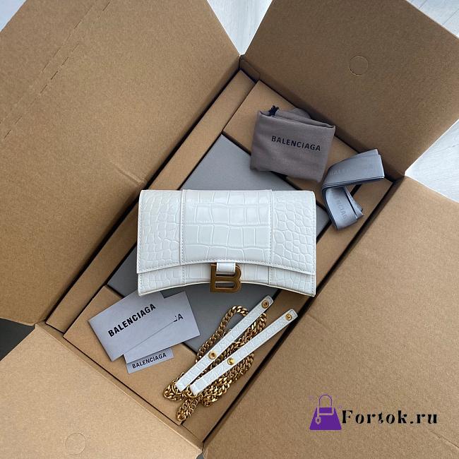 Balenciaga Hourglass Wallet On Chain Crocodile Leather White 6560501 19x12x5cm - 1