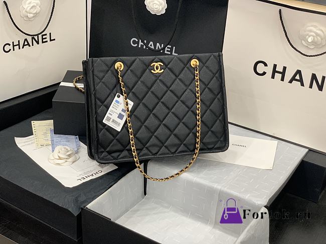Chanel Large Shopping Bag Grained Leather Black AS2360 23x35.5x9.5cm - 1